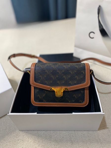 

Underarm Shoulder Designer Crossbody Leather Handbag Gold Lock Triumphal Arch Old Flower Print Canvas Mini Unisex Bag, Orange