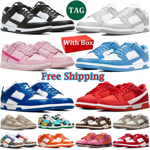

Free Shipping with box Panda low designer running Shoes men women triple pink University Red Sanddrift Grey Fog Olive UNC Syracuse Valentines Day sport sneakers, Color 24