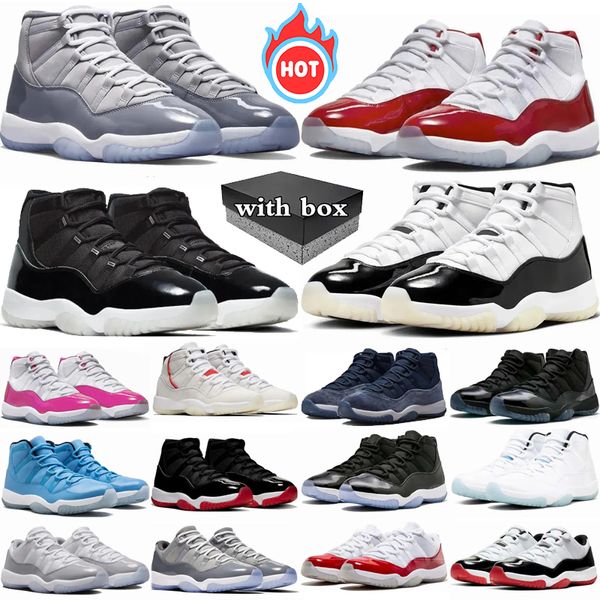 

With box 11 Cherry Basketball Shoes Men Women 11s DMP pink Neapolitan Cement Grey Gratitude Cool Grey Anniversary Bred Mens Trainers Sport Sneakers, Color 4