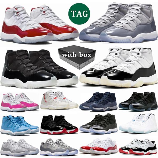 

With box 11 Cherry Basketball Shoes Men Women 11s DMP pink Neapolitan Cement Grey Gratitude Grey 25th Anniversary Bred Mens Trainers Sport Sneakers, Color 17