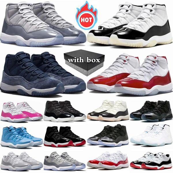 

With box 11 Cherry Basketball Shoes Men Women 11s DMP pink Neapolitan Cement Grey Gratitude Cool Grey 25th Anniversary 72-10 Low Bred Mens Trainers Sport Sneakers, Color 8