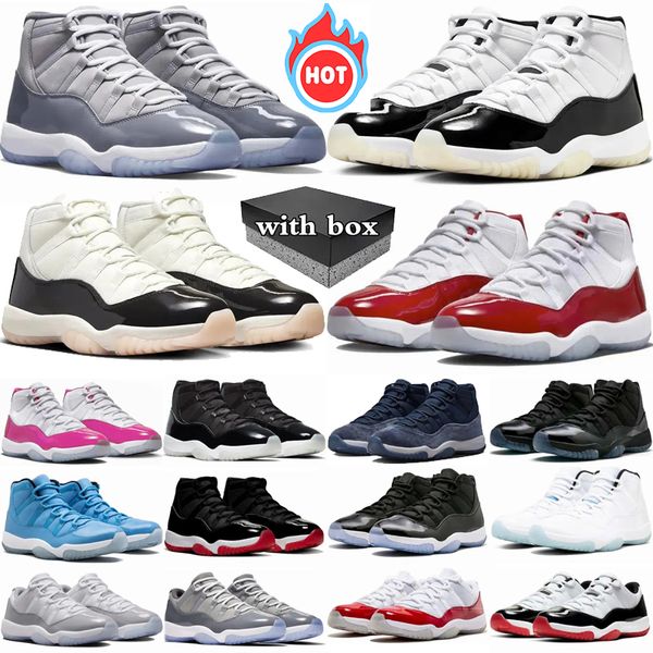 

With box 11 Cherry Basketball Shoes Men Women 11s DMP pink Neapolitan Cement Grey Gratitude Cool Grey 25th Anniversary 72-10 Low Bred Mens Trainers Sport Sneakers 36-47, Color 12
