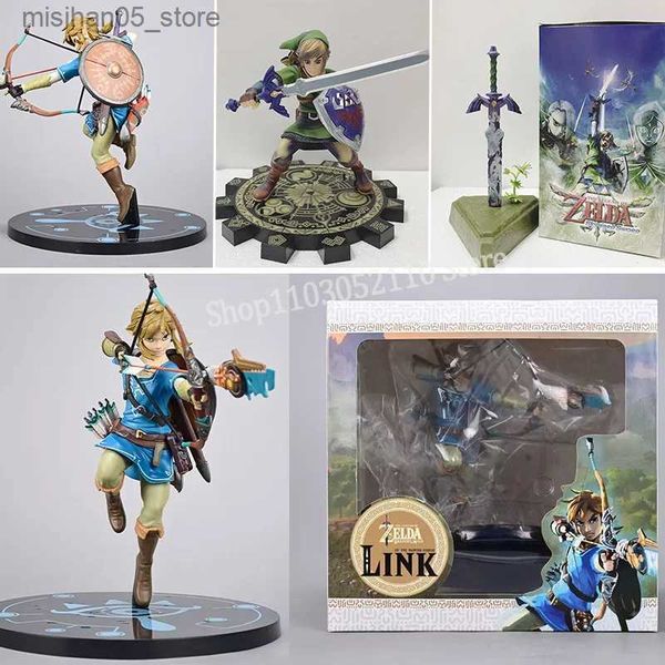 Action Toy Figures Legend of Zelda Characters Wild Breathing 733 413 Character Link Zelda Master Sword Figure Figma 153 Sky Sword Model Gift Q240313
