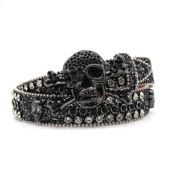 

Skull Dia Fashion Acrylic Crystal Belt Street Y2k Rivet Men's Belts Jeans Accessories, Black 1