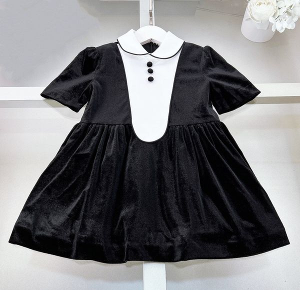 

2024 New Girls Kids Dress Flower Elegant Causal Princess Party Black Dresses Children Clothing Birthday Wedding Party Baby Girl Dress