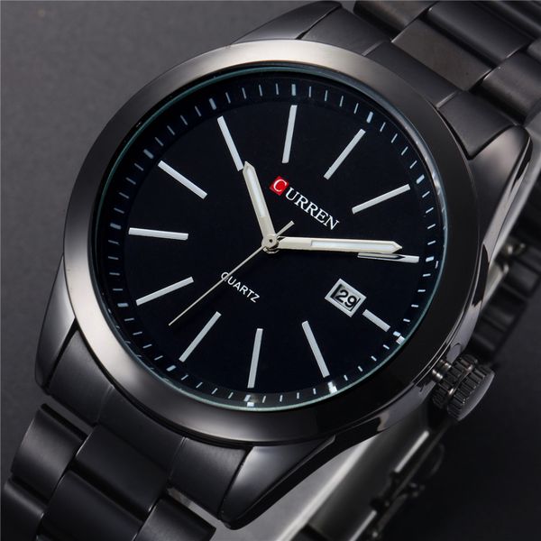 

CURREN Fashion Men Watches Full Steel Wristwatch Classic Business Male Clock Casual Military Quartz Calendar Watch Reloj, Black