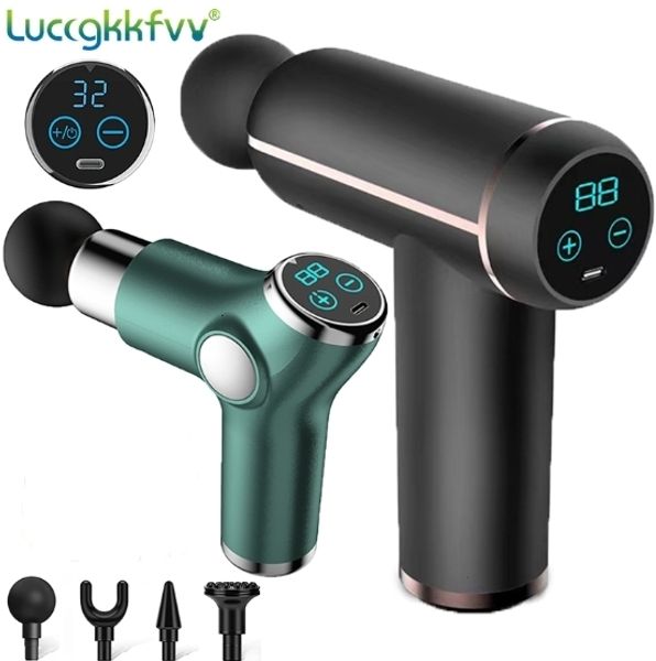 Full Body Massager LCD Display Massage Gun Portable Percussion Handgun Deep Tissue Muscle Relieving Pain in the and Neck Fitness 230720
