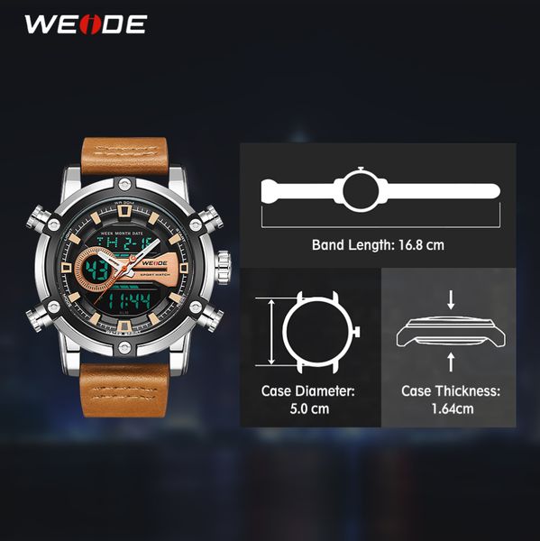 

cwp WEIDE Watch European Men Sports Business Quartz Movement Analogue LCD Digital Calendar Multiple Time, Camel