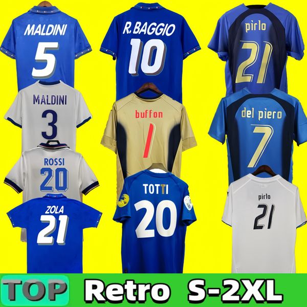 

94 96 Retro ItalyS soccer Jersey 1982 1990 1996 1998 2000 HOME FOOTBALL Maldini Baggio Donadoni Schillaci Totti Del Piero 2006 Pirlo Inzaghi buffon XXL, 2006 gk+patch
