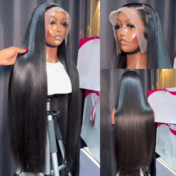 

Brazilian 13x4 Hd Lace Frontal Wig 34 Inch Straight Lace Front Wig Human Hair 360 Lace Frontal Wig Gluless Synthetic Closure Wig