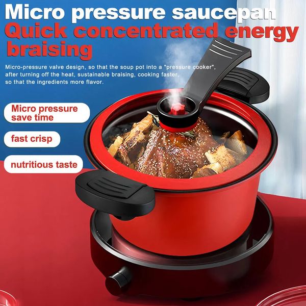 

Pressure Cooker 35L Soup Meat Pot Rice Gas Stove Micro Stew NonStick Cooking Pots Kitchenware 240308, Brown