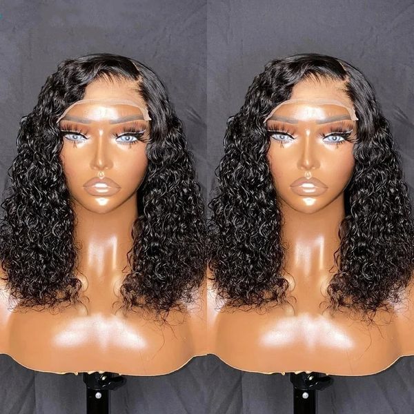 

Short Curly Bob HD 13X6 Lace Frontal Human Hair Wigs Deep Water Wave 13X4 Lace Front Wig 5x5 Closure Glueless Ready To Go Wear, #350