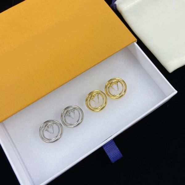 

Luxury Geometric Simple Circle Crystal Letter Ear Stud Rose Gold Silver Plated Earrings Famous Designer Fashion Women Wedding Party Jewelry Gift With Box Wholesals