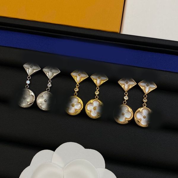 

Crystal Shell Earrings Star Clover Ear Stud Gold Silver Plated Stainless Steel Brand Designer For Women Wedding Party Jewelry Accessories Wholesale High Quality