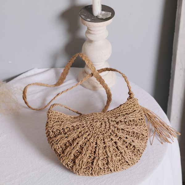 

HBP Wholesale Straw Shoulder Bag Women Handbag Fashion Small Capacity Mori Department Beach Holiday Bags, Beige