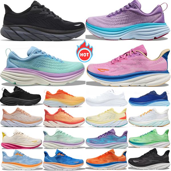 

Bondi 8 Clifton 9 running shoes women men designer White black orange Chalk Violet Grey pink sneakers mens womens outdoor sports trainers, Dark grey