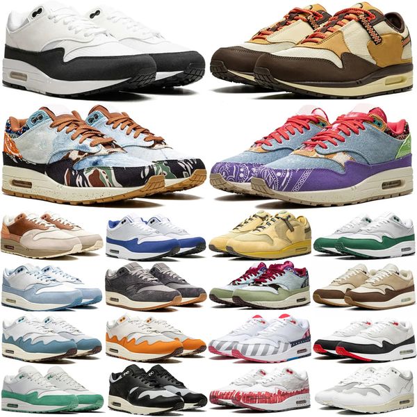 

designer 1 87 Mens Sneakers Running Shoes White Black Aqua University Red Blue Stadium Green Light Bone Maroon Pink Womens Trainers, Color 2