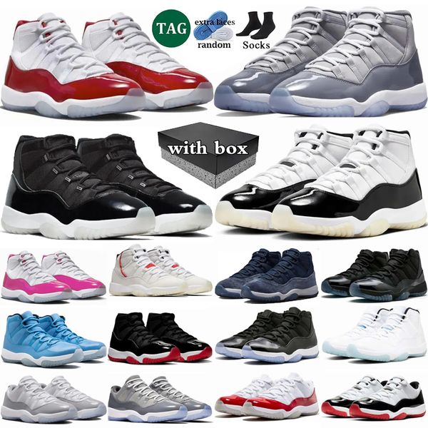 

With box 11 Cherry Basketball Shoes Men Women 11s DMP Neapolitan Cement Grey Gratitude Cool Grey Cap and Gown pink Bred Mens Trainers Sport Sneakers, Color 24