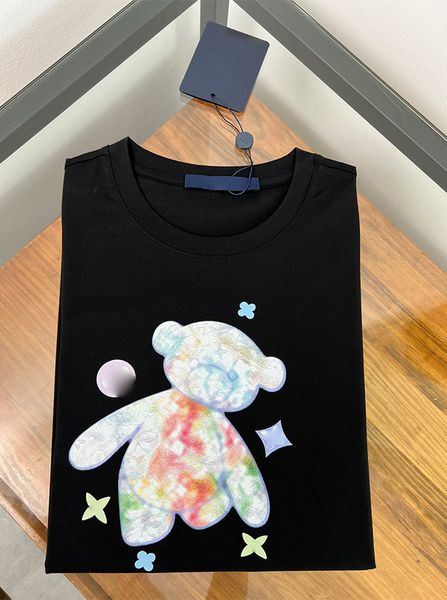 

Luxury Fashion Kids Black and White T-shirt Cute L Alphabet Bear Delicate Cotton Blend High quality Boys Girls Short sleeve sizes 90-160 Tees new style tops kid