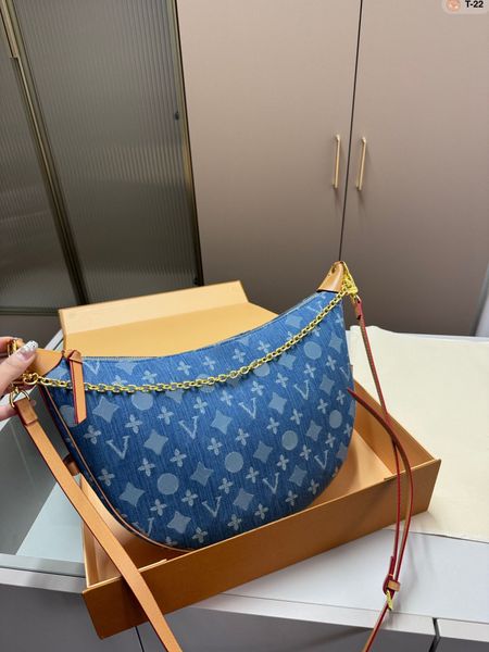 

halloween loop hobo Moon Pea bun fashion denim shoulder clutch handbag designer tote bag crossbody packages, Blue