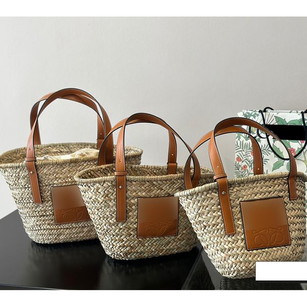 

Straw Beach Handbags Designer Large Shopping Bags Summer Woven Vacation Travel Unisex Large Capacity Bag Totes 20cm 25cm 28cm, Khaki