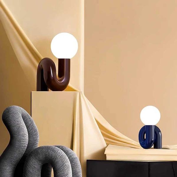 

Lamps Desk Nordic postmodern model desk lamp hotel childrens room bedroom living room minimalist creative glass lamp study decoration lamp z241010 bed