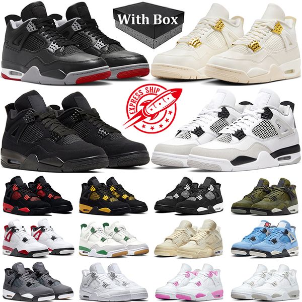

With Box 4s Bred Reimagined j4 basketball shoes jumpman 4 men women Black Cat Metallic Gold Red Cement Thunder Military Black Sail Mens Trainers Outdoor Sneakers, #18