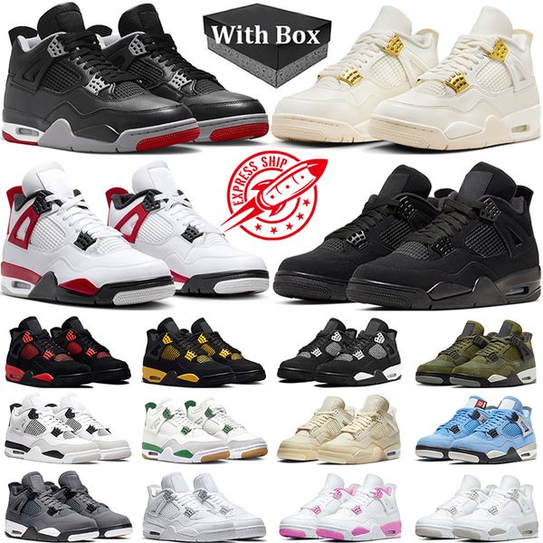 

With Box 4s Bred Reimagined basketball shoes jumpman 4 men women Black Cat Metallic Gold Red Cement Thunder Military Black Sail Mens Trainers Outdoor Sneakers, #22