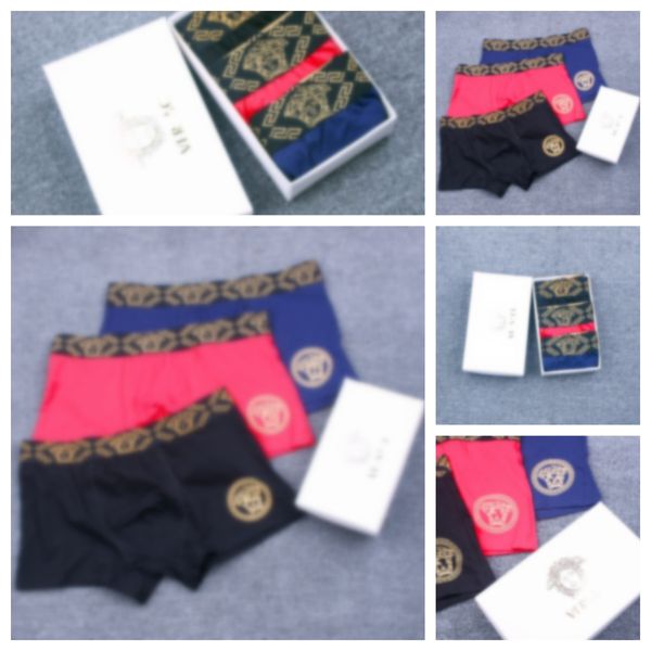 

boxers for men Designer Boxer Brief Underpants Shorts Mens Vintage Sexy Underwear Casual Short Cotton 3 pieces/box, #6color random