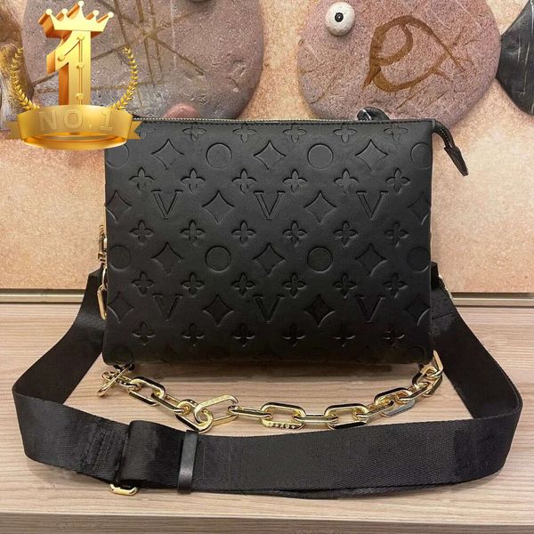 

Genuine Leather 10A Designer Bag Coussin PM Shoulder Bags Crossbody Gold Chain Totes Handbag Purse Pouch Wide Reovable Straps Wallets 3 Inside Copartents s, Green