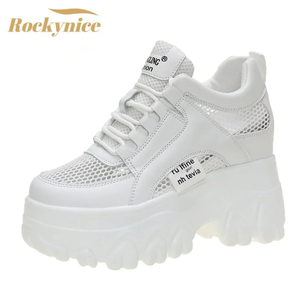

Chunky Sneakers Breathable Boots White Women Summer Hollow Out Mesh Platform Sandals Woman Height Increased Casual Shoe Cm, Blue