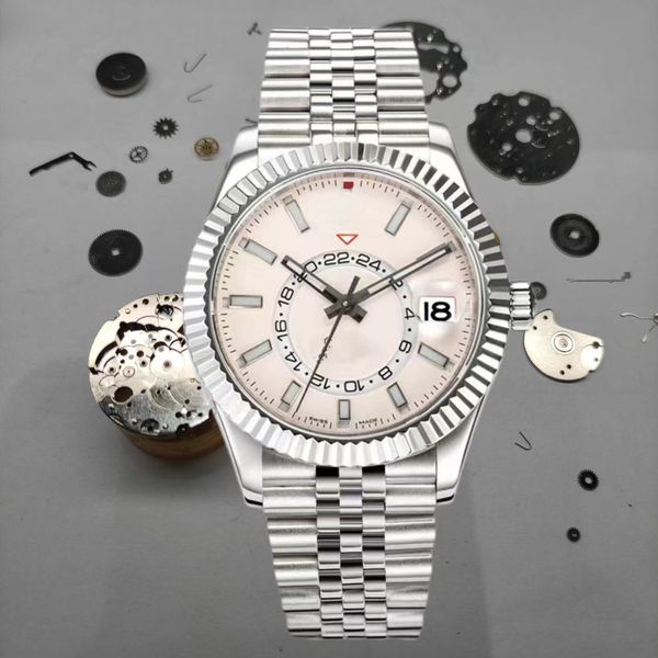 

Mechanical automatic watches men sky watchmen 41MM rubber/Stainless Steel waterproof sapphire designer watches Orologio di Lusso, Black