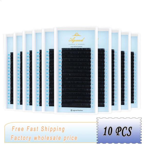 

AGUUD 10 Caseslot Eyelash Individual Lashes Matte Black Russian Volume Lash False Mink Silk 240305