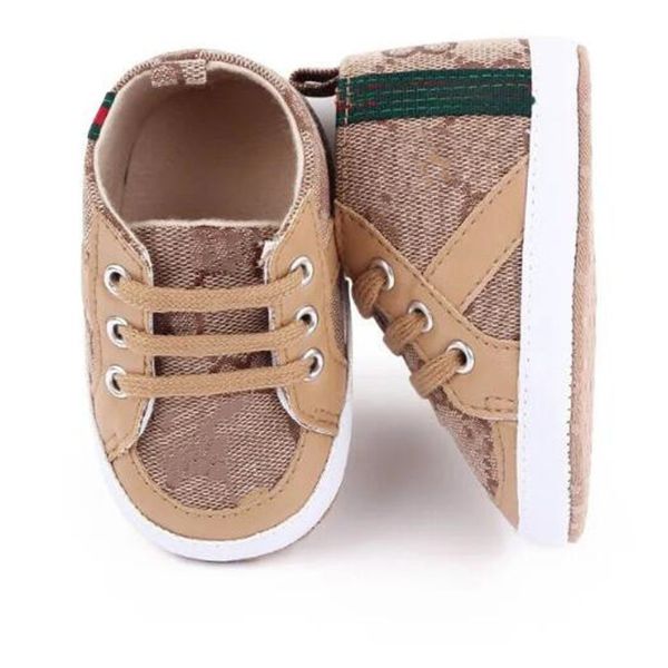 

kids Designer Shoes Newborn Baby First Walkers Boys Girls Prewalker Shoe Crib Soft Bottom Footwear Toddler Infant Sneakers, Brown