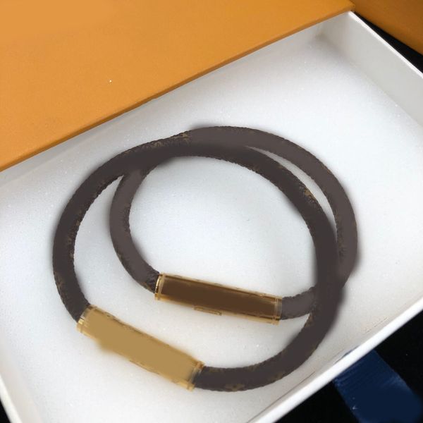 

Leather Bracelet Elegant Original Designer 18K Gold Plated Magnet Clasp For Women Wristband Cuff Bangle Fashion Jewelry With Box