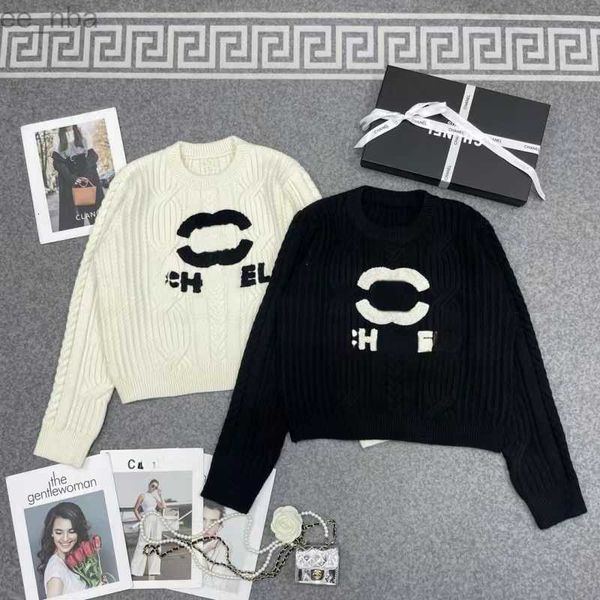 

Loose Letter Embroidered Pullover Knit Sweater, Black