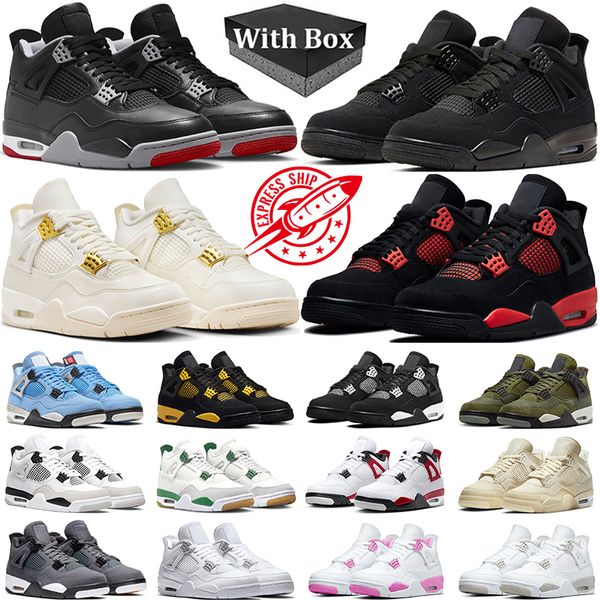 

With Box 4s Bred Reimagined j4 basketball shoes jumpman 4 men women Black Cat Metallic Gold Red Cement Thunder Military Black Green Mens Trainers Outdoor Sneakers, #17