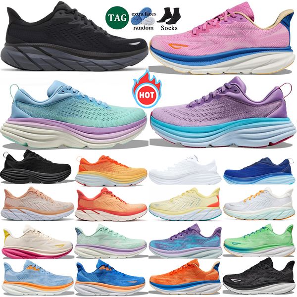 

Clifton 8 Running Shoe Shoes Womens Clifton 9 Bondi 8 Trainers Summer Song Triple White Black Peach Whip Light Blue Sports Sneakers, Color 14