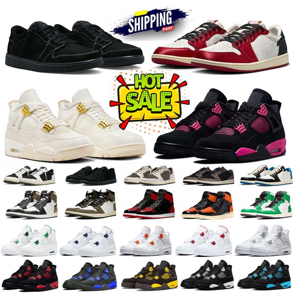 

4 1 basketball shoes 1s 4s sneakers Bred Reimagined Metallic Gold Thunder BLACK CAT Trophy Room Away Palomino Light Smoke Grey designer shoes Olive Black Phantom, Beige