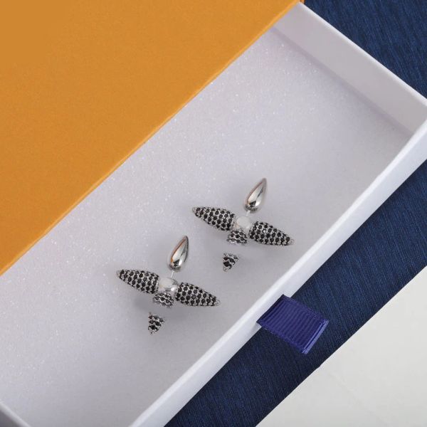 

Classic Crystal Gold Silver Plated Ear Stud Earring Brand Luxury Designer Stainless Steel Trendy Fashion Women Jewelry Accessories Wholesale With Box High Quality