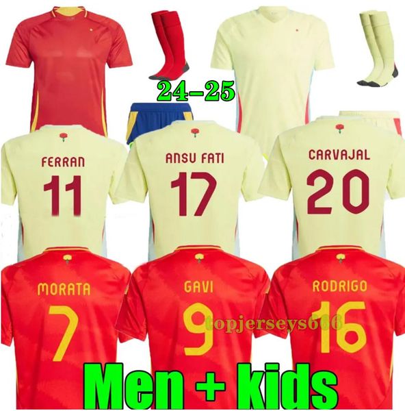 

New 2024 2025 Spains Soccer Jerseys Kids Kits Socks 24 25 Mens Espana MORATA GAVI PEDRI RODRIGO Football Jersey Shirt Camisetas Futbol, White
