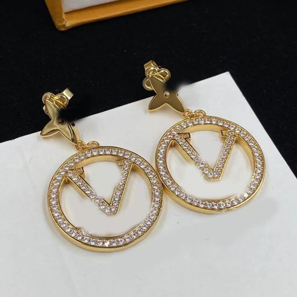 

Classic Crystal Letter Gold Silver Plated Ear Stud Earring Luxury Brand Designer Stainless Steel Fashion Women Girl Jewelry Accessories Gifts Wholesale With Box