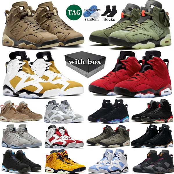 

With box 6 Basketball Shoes men 6s Brown Kelp aqua Cactus Jack Toro Bravo Black Metallic Silver Cool Grey Ochre Infrared Trainers Sport Outdoor Sneakers, Color 1