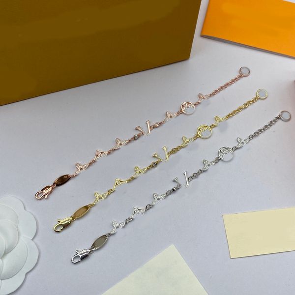 

Chain Bracelet Crystal Clover Flower Charm Pendants Original Designer Fashion Women 18K Gold Silver Plated Wristband Cuff Link Bangle Jewelry Wholesale With Box