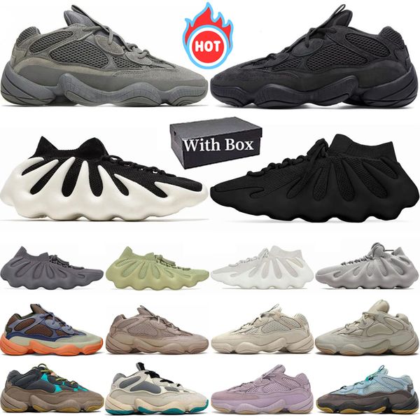 

With box 500 designer 450 running shoes Men Women Utility Black White Resin Granite Blush Bone White Ash Grey Taupe mens womens Outdoor sports trainers, Color 6