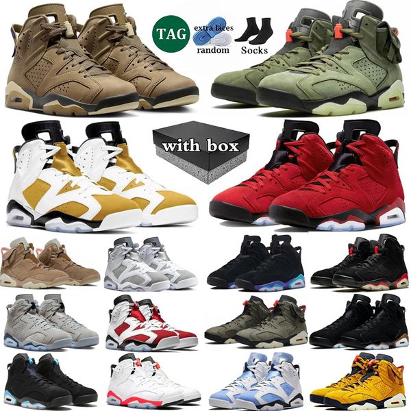 

With box 6 Basketball Shoes men 6s Brown Kelp aqua Cactus Jack Toro Bravo Black Metallic Silver Cool Grey Yellow Ochre Infrared Trainers Sport Outdoor Sneakers, Color 1