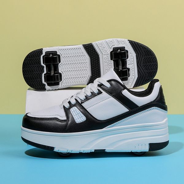 

PONERAIT Four wheels Adjustable Wheel Dual-Use Roller Skate Shoe Casual Fashion Sneaker Outdoor Children Shoe, Black