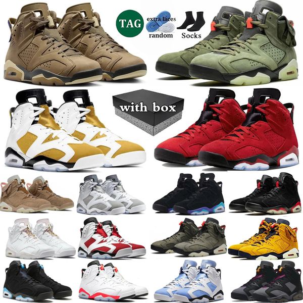 

With box 6 Basketball Shoes men 6s Brown Kelp aqua Cactus Jack Toro Bravo Black Metallic Silver Cool Grey Yellow Infrared Trainers Sport Outdoor Sneakers, Color 3