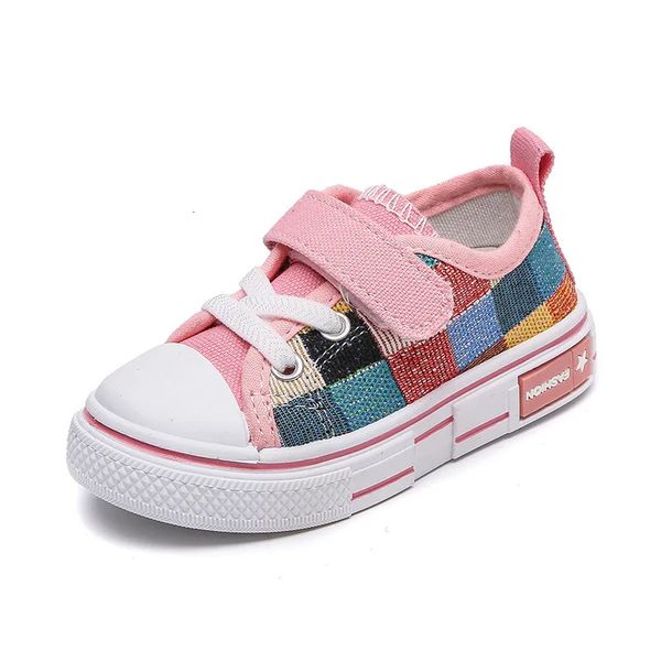 

Childrens Casual Shoes Toddlers Kids Canvas Sneakers for Boys Girls Fashion Classic Checkered Soft Rubber Sole Spring Autumn 240307, Pink