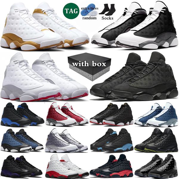 

With box Basketball Shoes men Black Flint Wheat Wolf Grey Black Cat Playoffs Hyper Royal Trainers Sport Outdoor Sneakers